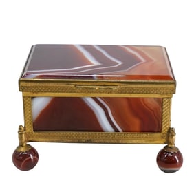 Antique Austro-Hungarian Agate & Gilt Metal Compartment Box