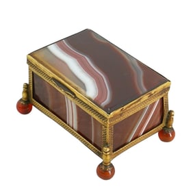 Antique Austro-Hungarian Agate & Gilt Metal Compartment Box