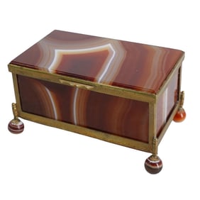 Antique Austro-Hungarian Agate & Gilt Metal Compartment Box