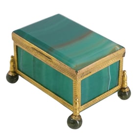 Antique Austro-Hungarian Agate & Gilt Metal Compartment Box