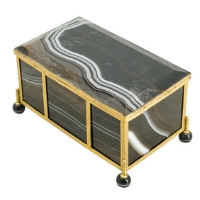 Antique Austro-Hungarian Agate & Gilt Metal Jewelry Box