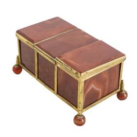 Antique Austro-Hungarian Agate & Gilt Metal Compartment Box