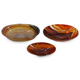 (3Pc) Carved Agate Bowls