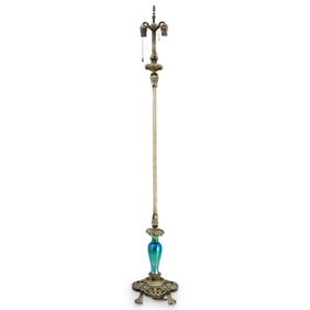 Steuben Blue Aurene Glass Floor Lamp