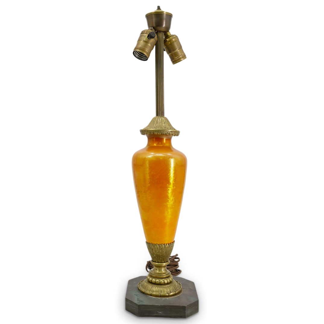 Steuben Orange Aurene Glass Table Lamp (1 of 5)