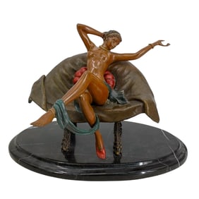 Signed Alberto Art Nouveau Style Bronze Sculpture