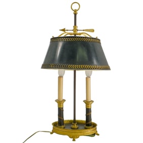 19th C. Gilt Bronze Toile Bouillotte Lamp