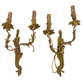 Pair Louis XV Style Gilt Bronze Sconces