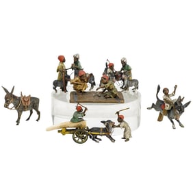 (7pc) Franz Bergman Attrib. Bronze Orientalist Figural Groups