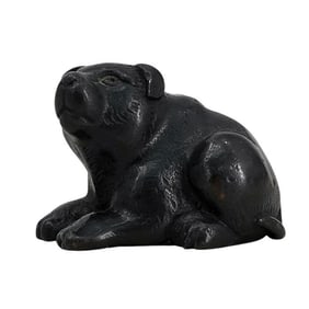Miniature Japanese Bronze Dog Okimono