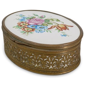 French Porcelain Inset Bronze Box