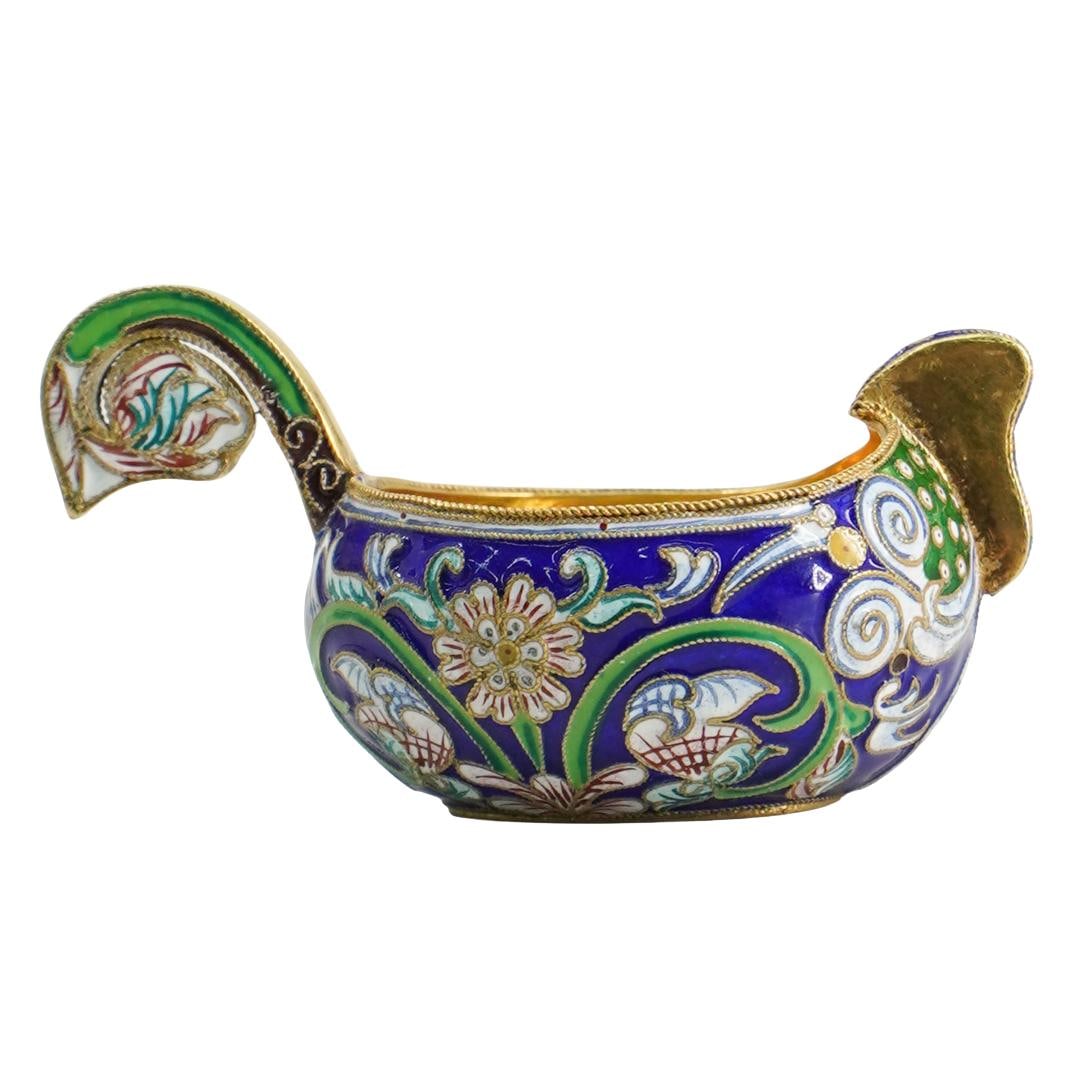 Russian Gilt Silver Cloisonne Kovsh Ladle (1 of 6)
