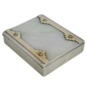 Art Deco Sterling, 14k Gold, & Sapphire Cigarette Case