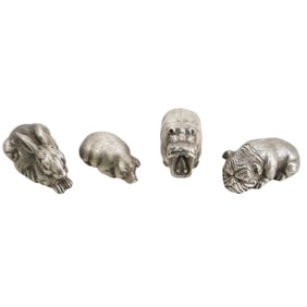 (4 Pc) Faberge Silver Animals