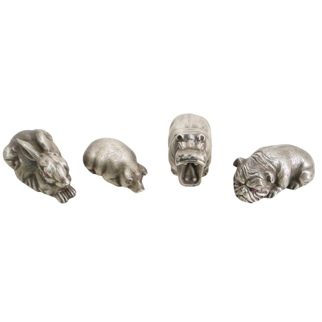 (4 Pc) Faberge Silver Animals (1 of 9)