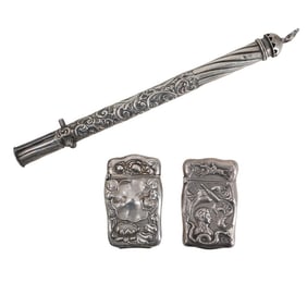 (3 Pc) Vintage Sterling Silver Smoking Accessories Grouping