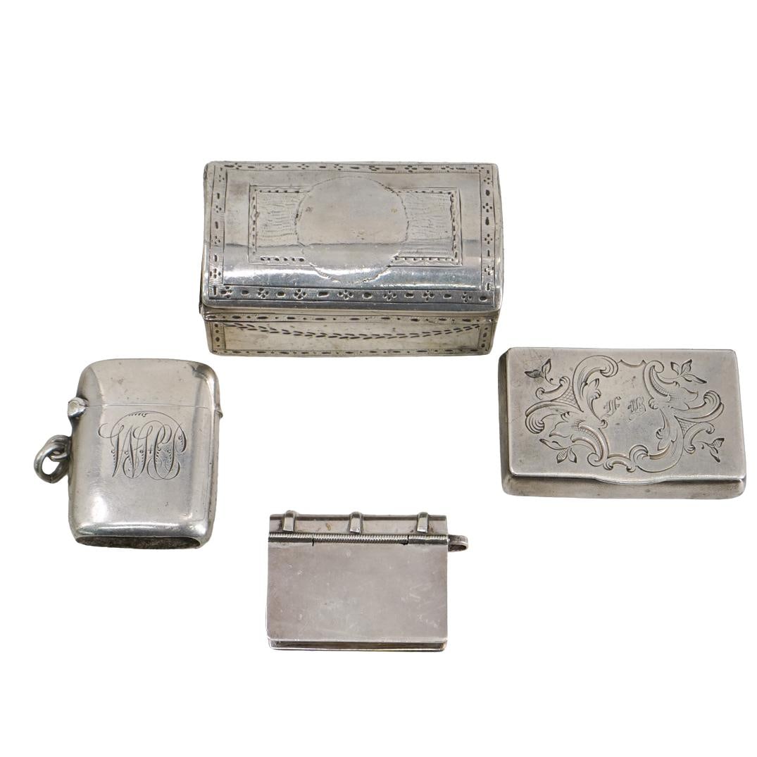 (4 Pc) Sterling Silver Match/Snuff Boxes (1 of 8)