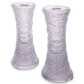 (2 pcs) Lalique Crystal "Psyche" Vase