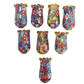 (8 Pc) Murano Millefiori Glass Lamp Shades