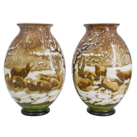 Pair of Antique Opaline Glass Vases
