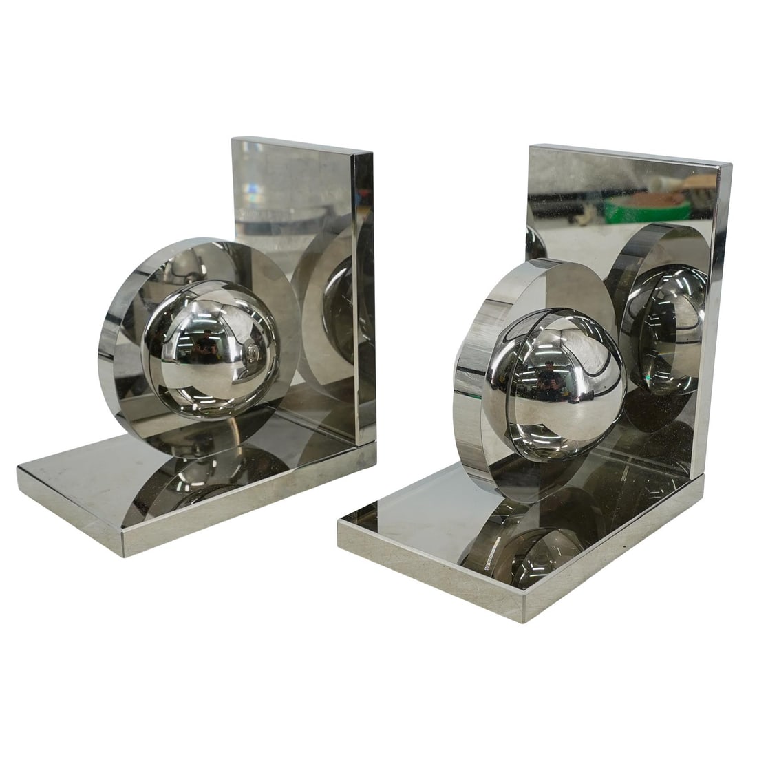 (2 pcs) Modernist Glass Bookends (1 of 6)