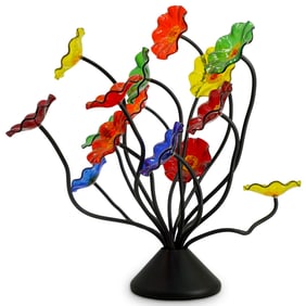 Contemporary Iron & Glass Floral Centerpiece