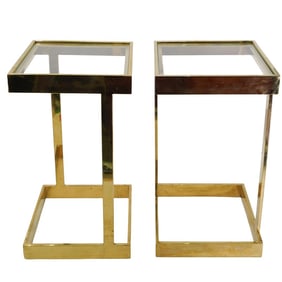 Pair of Modern Gold Toned Side Tables
