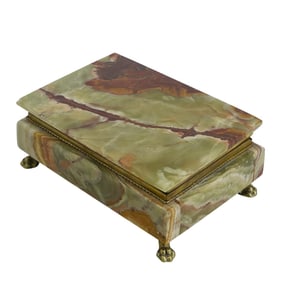 Italian Green Onyx Marble Jewelry Box