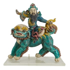 19th Century Chinese Polychrome Roof Tile Warrior