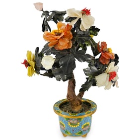 Vintage Chinese Jade And Hardstone Tree