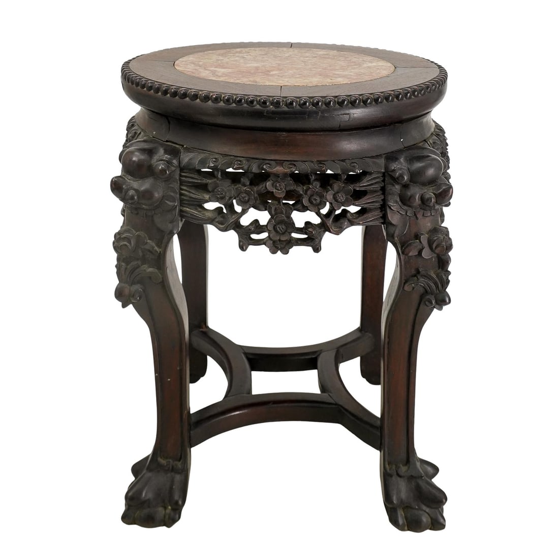 Antique Chinese Carved Wood & Stone Pedestal (1 of 6)