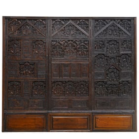 Antique Southeast Asian Carved Wood Panel