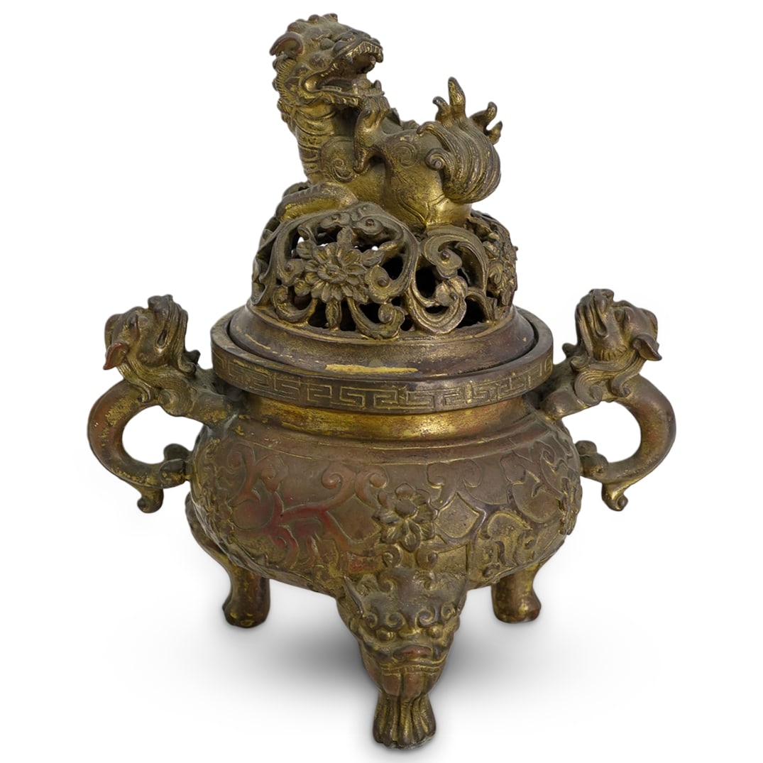 Chinese Bronze Foo Dog Tripod Censer (1 of 6)