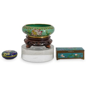 (3 Pc) Antique Chinese Cloisonne Boxes