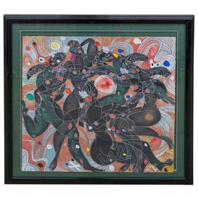 Tiefeng Jiang (B. 1938) "Playing Water" Serigraph