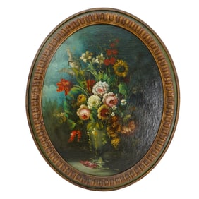 Antique Oil On Board Still Life Painting