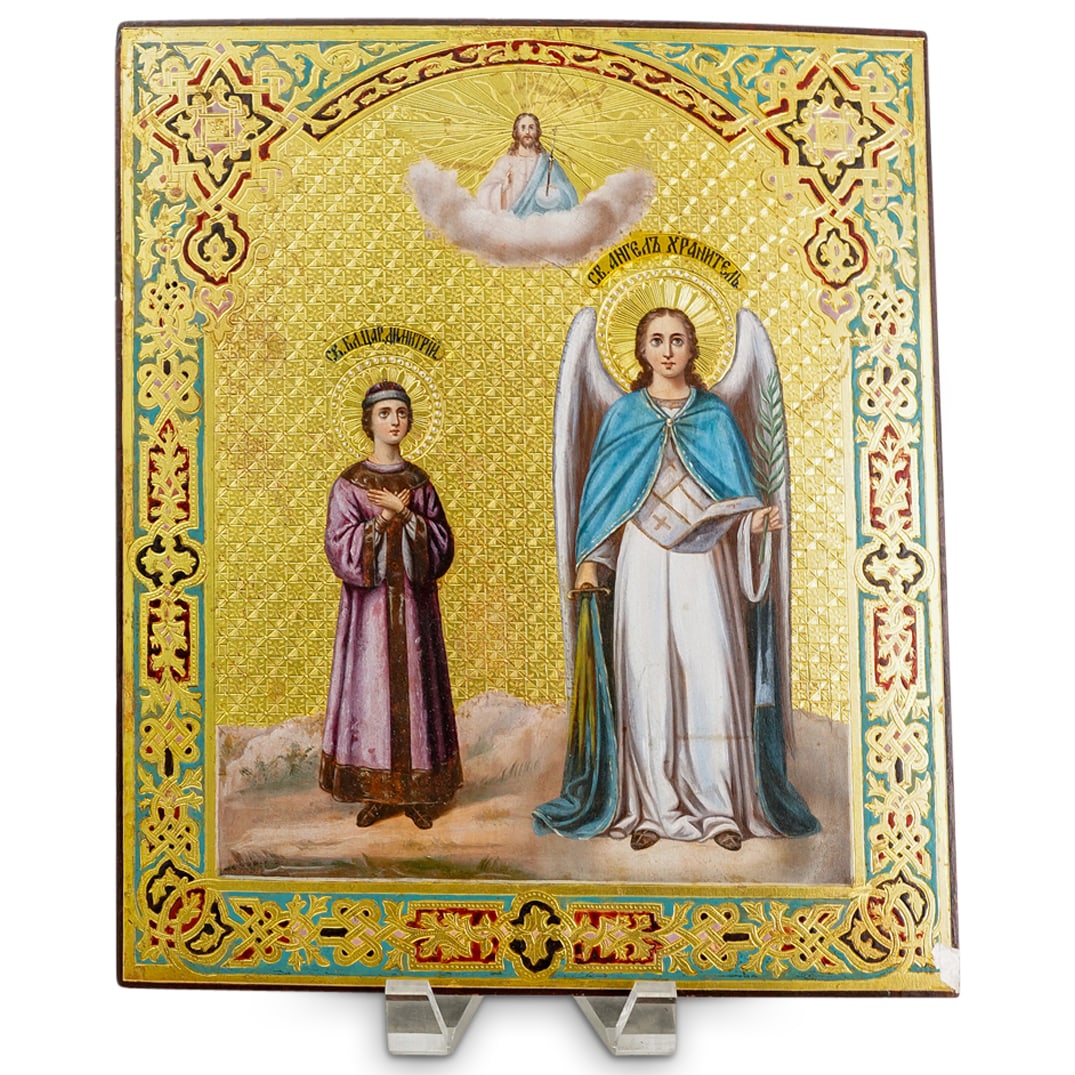Russian Icon Box Depicting St. Dmitry and the Guardian Angel (1 of 5)