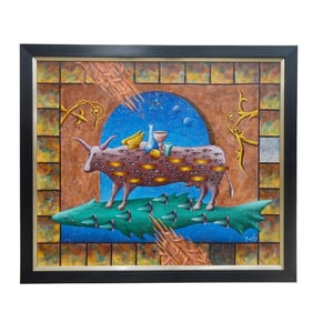 Signed Surrealist Oil on Canvas Painting