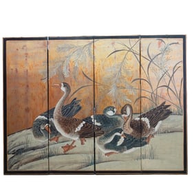 (4 pcs) Japanese Byobu Four Panel Folding Screen