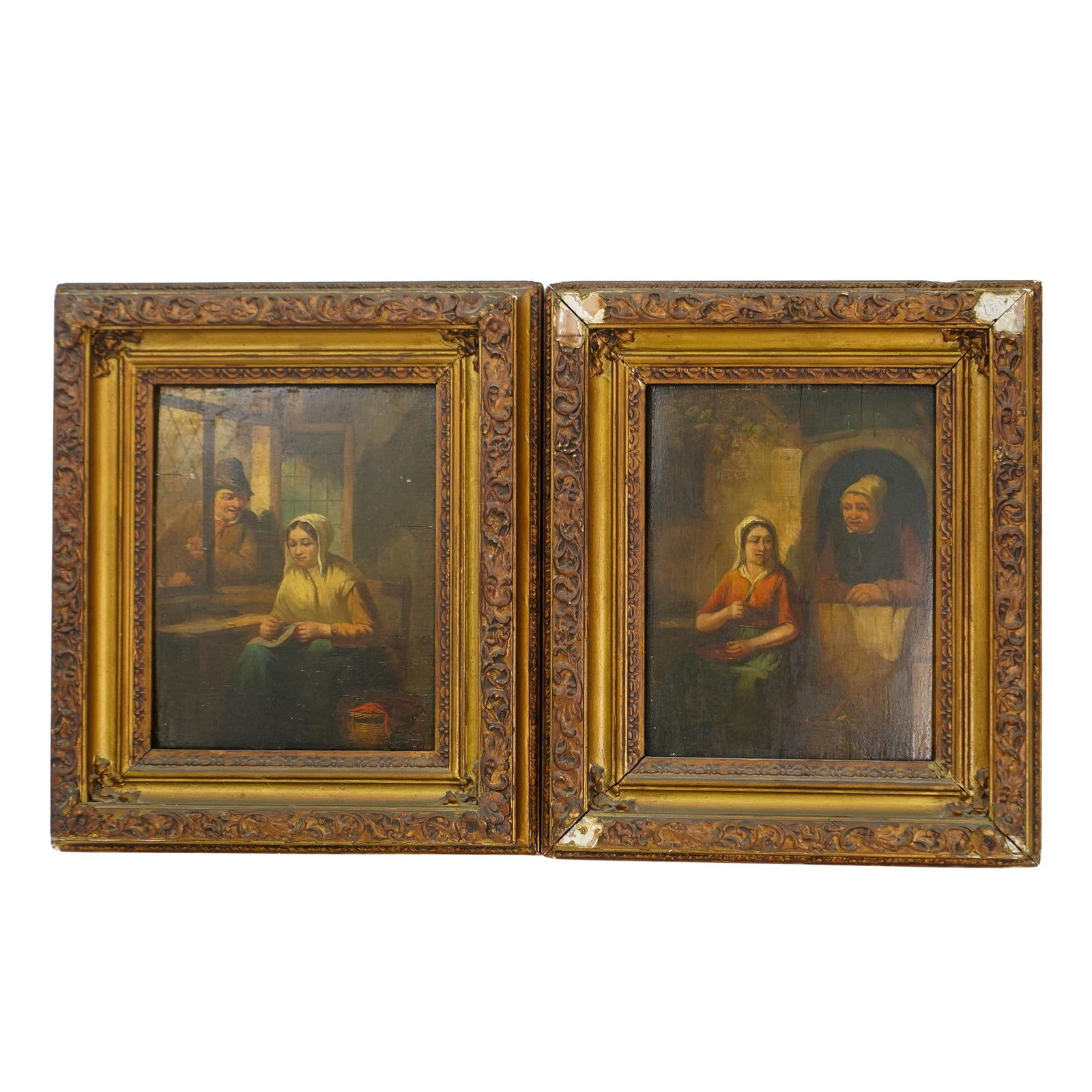 Pair of 19th C. Dutch Interior Scene Oil Paintings (1 of 6)