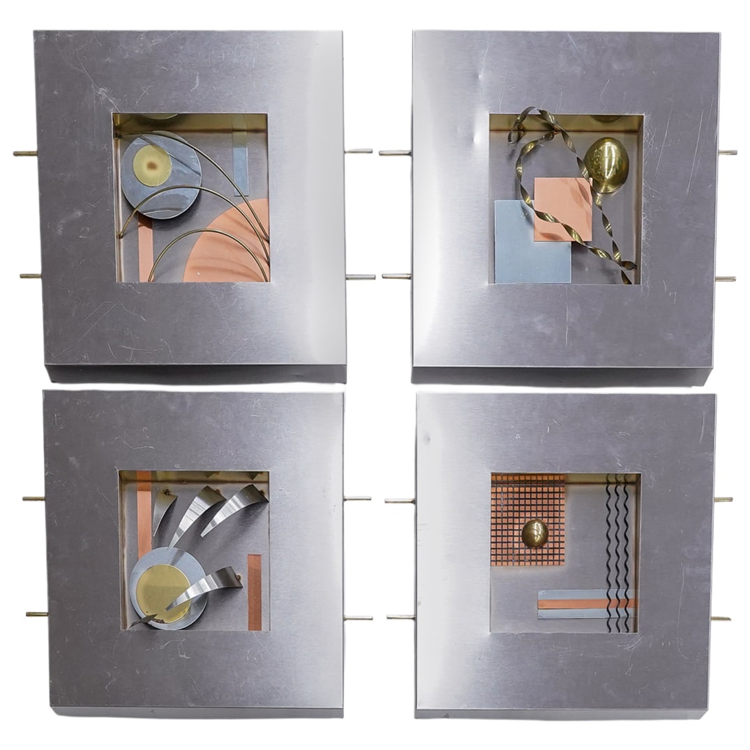 (4 Pc) Modern Mixed Metal Wall Sculptures (1 of 7)