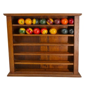 Antique American Oak Billiard Ball Rack
