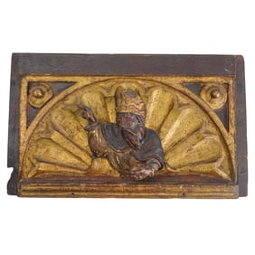 Antique Italian Carved Giltwood Religious Plaque