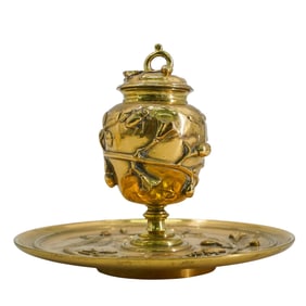 19th Cent. Victorian Brass Inkwell