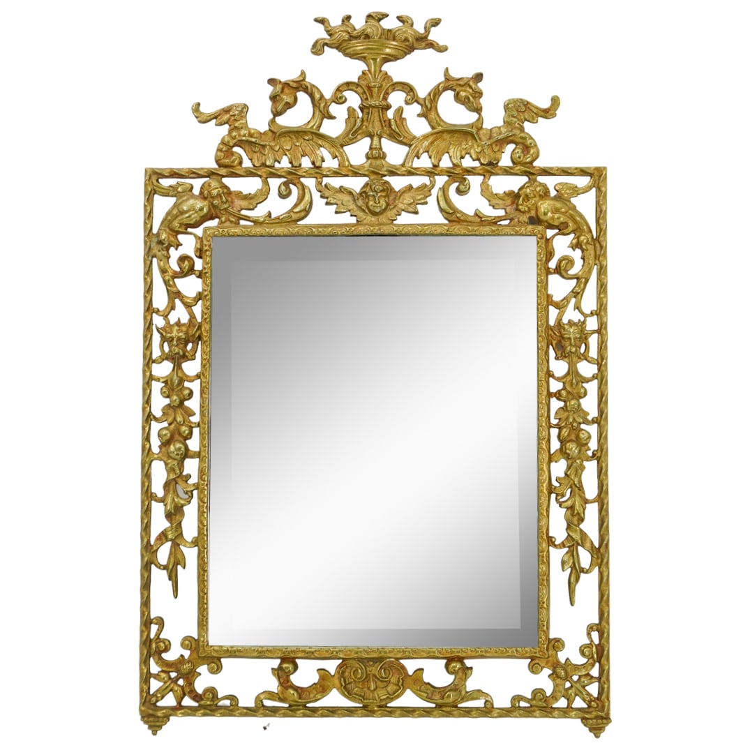 Antique Renaissance Revival Brass Wall Mirror (1 of 4)