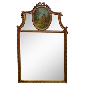 Victorian Hand Painted and Carved Wood Mirror