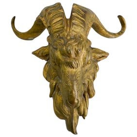 19th C. Gilt Bronze Ram Ornament