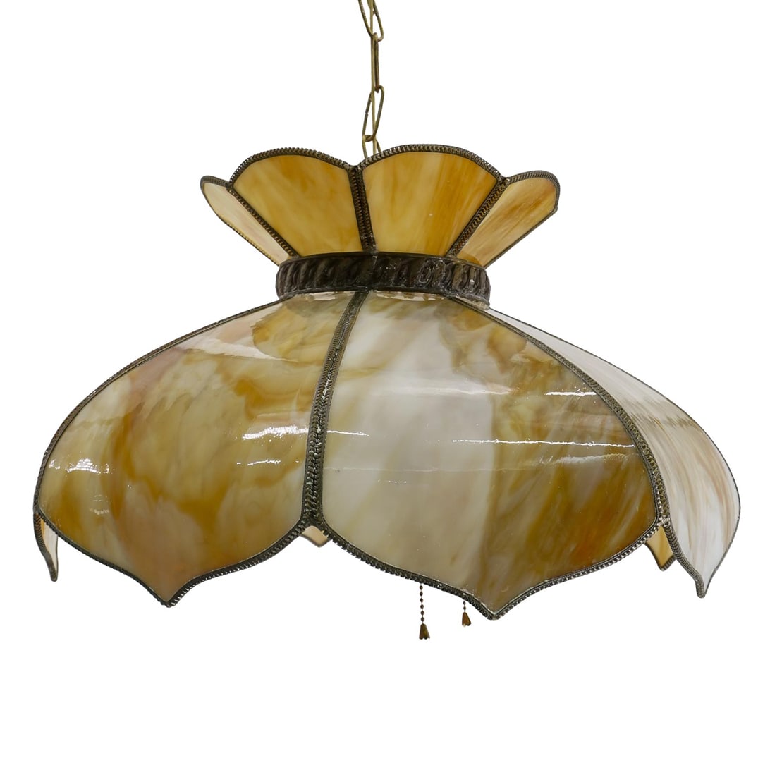 Vintage Slag Glass Ceiling Chandelier (1 of 7)