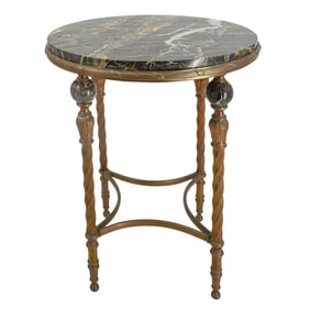 Aesthetic Movement Brass and Portoro Marble Occasional Table