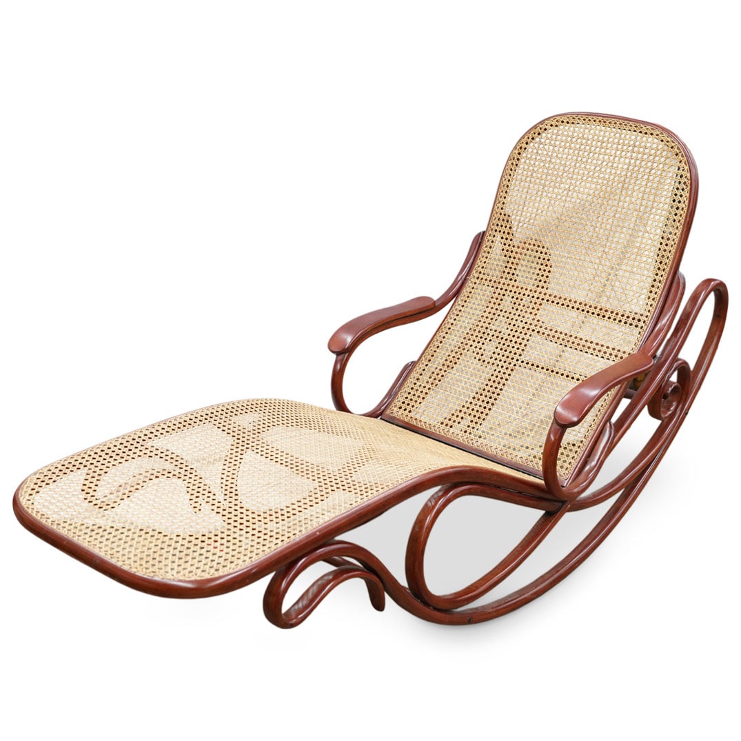 Thonet Style Bentwood Wood & Wicker Chaise (1 of 6)